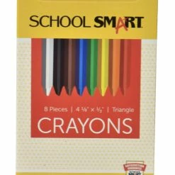 New ⌛ School Smart Triangular Crayons, Assorted Colors, Set Of 8 🛒