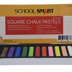 Buy 🔔 School Smart Square Chalk Pastels, Assorted Colors, Set Of 12 👏