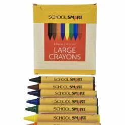 Flash Sale ⭐ School Smart Large Crayons In Tuck Box, Assorted Colors, Pack Of 8 😉